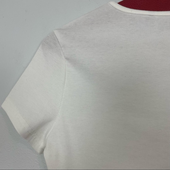 Cropped Ribbed Baby Tee | White | Size Small - Picture 7 of 9